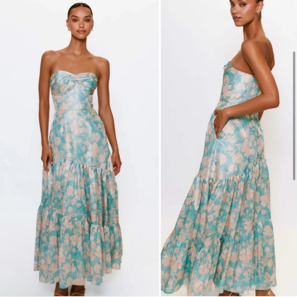 Hutch Anthropologie Phoebe Floral Strapless Maxi Cocktail Dress Womens 2 NWT